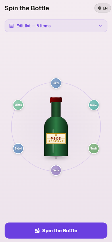 Spin the bottle — table-top game